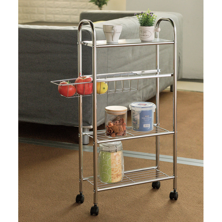 Rebrilliant 4 Tier Rolling Slim Corner Narrow Places Storage Cart